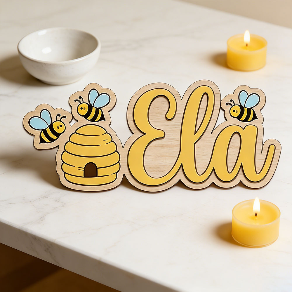 Baby Nursery Decor Girl - لافتة خشبية مخصصة على شكل خلية