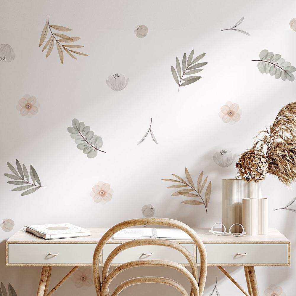 Baby Nursery Decor Girl - بوهو يترك النباتية DIY جدار الشارات