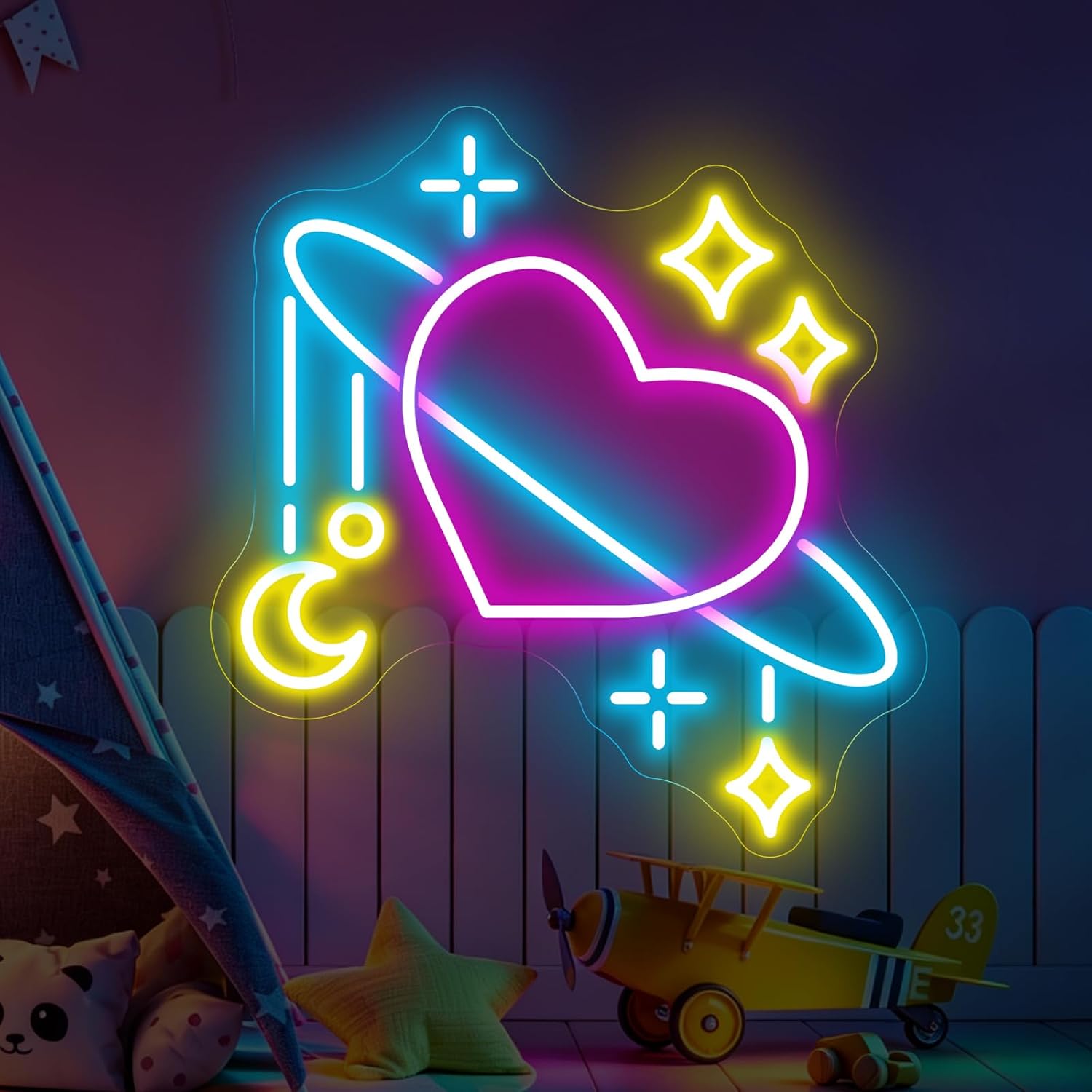 مصباح نيون على شكل كوكب فضائي، - مراجعة Baby Nursery Wall Lights وسعره