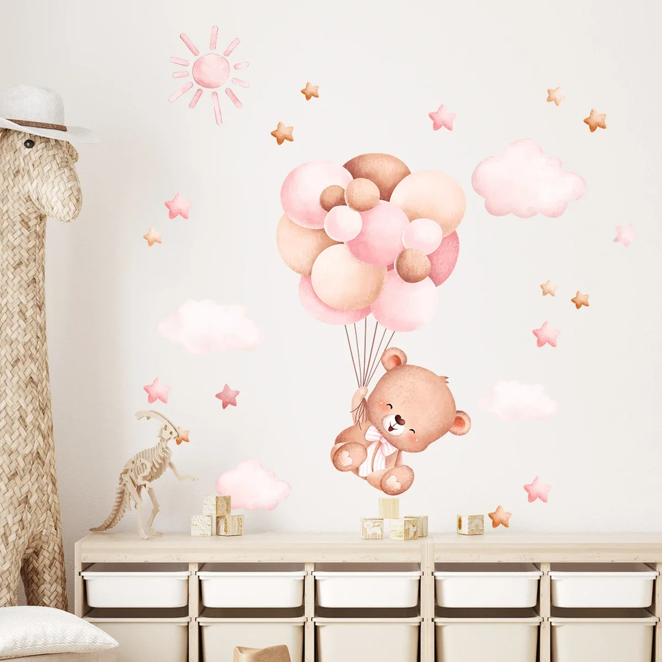 ملصق حائط على شكل دب بالون كرت - مراجعة Baby Girl Nursery Quotes وسعره
