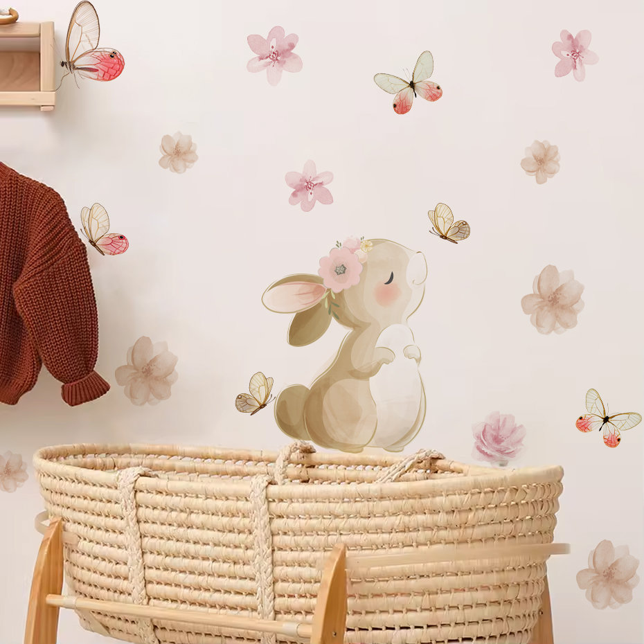 الكرتون الأرنب الزهور فراشة ال - مراجعة Baby Nursery Decor Girl وسعره