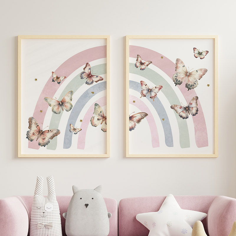 الوردي قوس قزح فراشة مخصص اسم  - مراجعة Baby Nursery Decor Girl وسعره