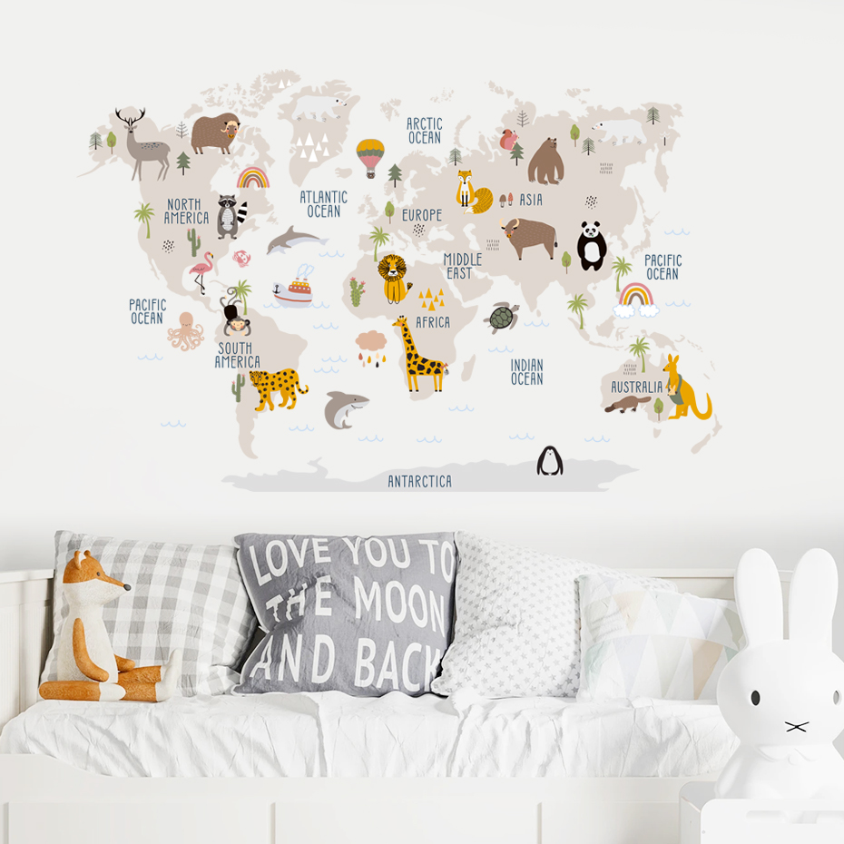 الألوان المائية الكرتون خريطة  - مراجعة Baby Nursery Decor Girl وسعره